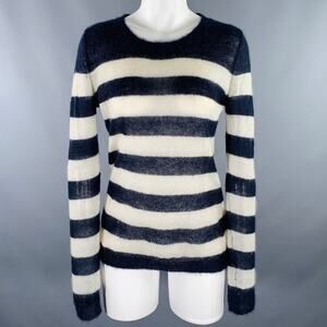 SCOTCH AND SODA Size M Navy Cream Stripe Crew Neck Pullover